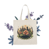 RetroRadiance Floral Elegance Natural Tote Bag