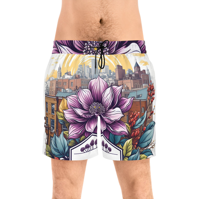 WhimsicalWildflower Eleganza Men's Mid-Length Swim Shorts (AOP)