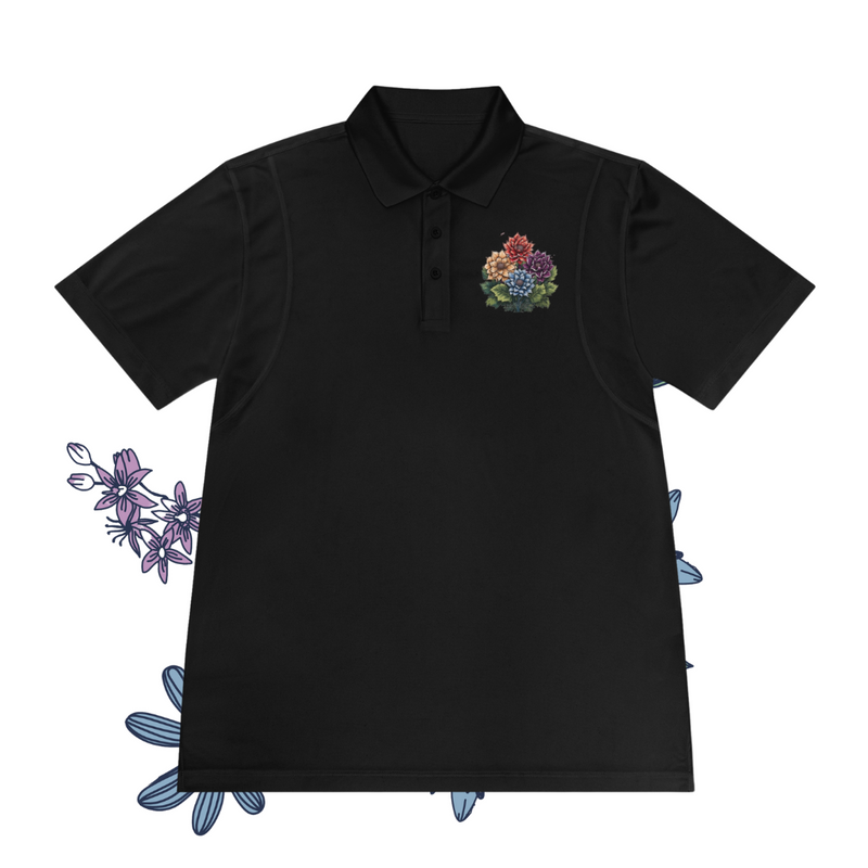 VintageVerve Floral Fusion Men's Sport Polo Shirt