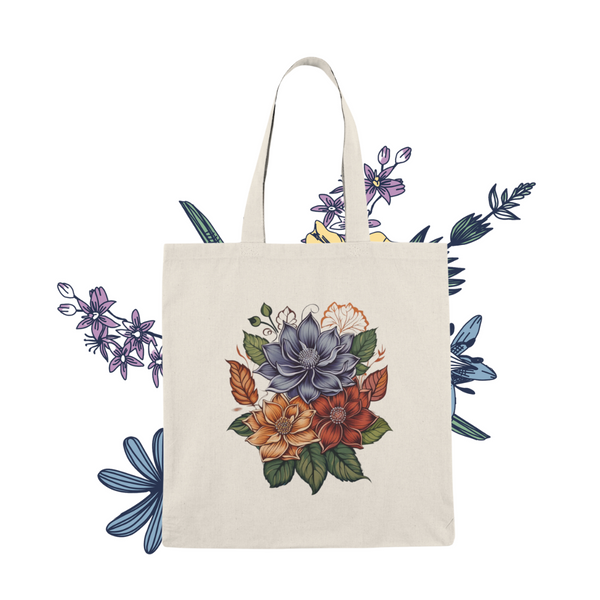 FloralVerve Elegant Petal Natural Tote Bag