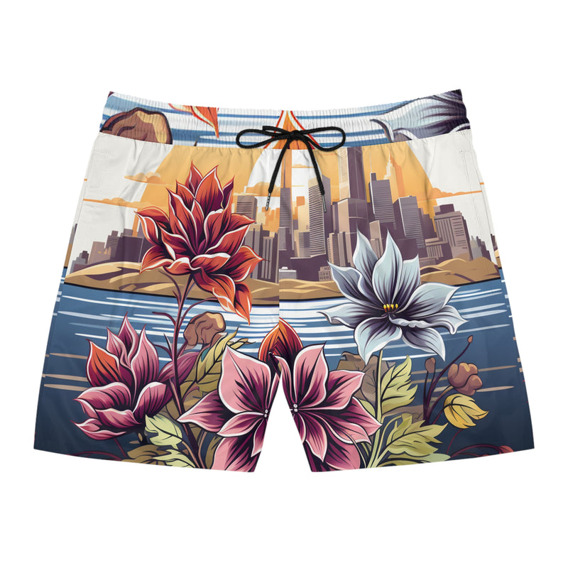 PeachyPetals Charm Men's Mid-Length Swim Shorts (AOP)