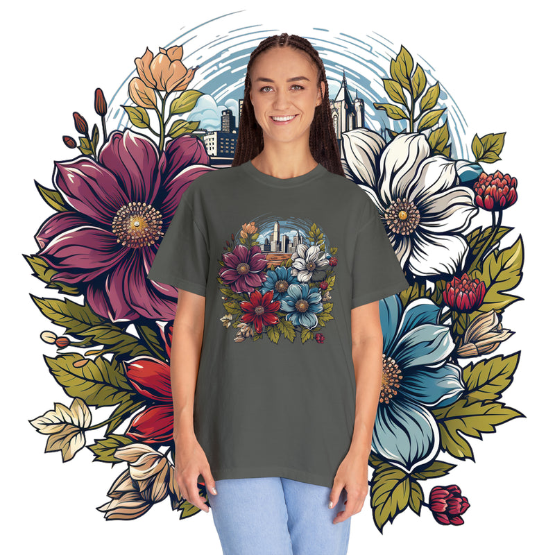 WhimsicalWildflower Bloom Haven Oversized Unisex Garment-Dyed T-shirt