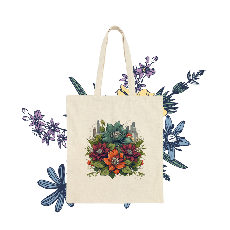 PetalCanvas Blossom Cotton Canvas Tote Bag